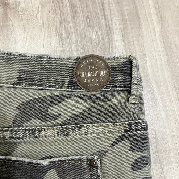 Zara Z1975 distressed camouflage skinny crop ankle-length jeans Size 08 - Picture 10 of 10